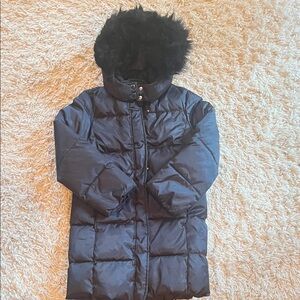 GAP Kids Black Puffer Jacket with Removable Faux Fur Hood